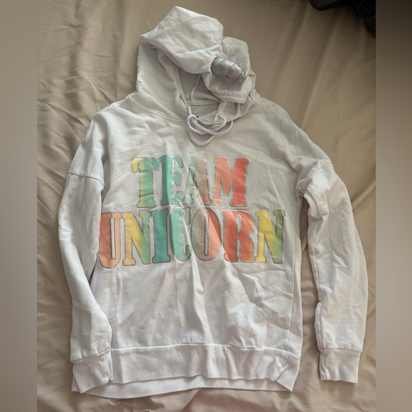 Team Unicorn Women's White Hoodie - Picture 1 of 4